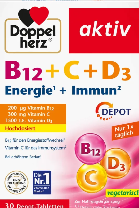 Doppelherz Aktiv B12 + C + D3 Depot 30 Tabletten