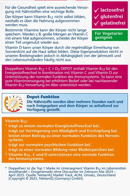 Doppelherz Aktiv B12 + C + D3 Depot 30 Tabletten