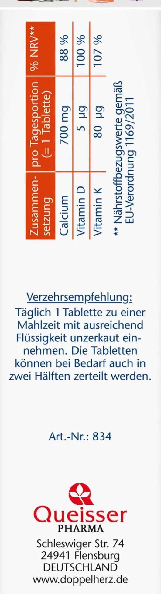 Doppelherz Aktiv Calcium 700 + Vitamin D3 30 Tabletten