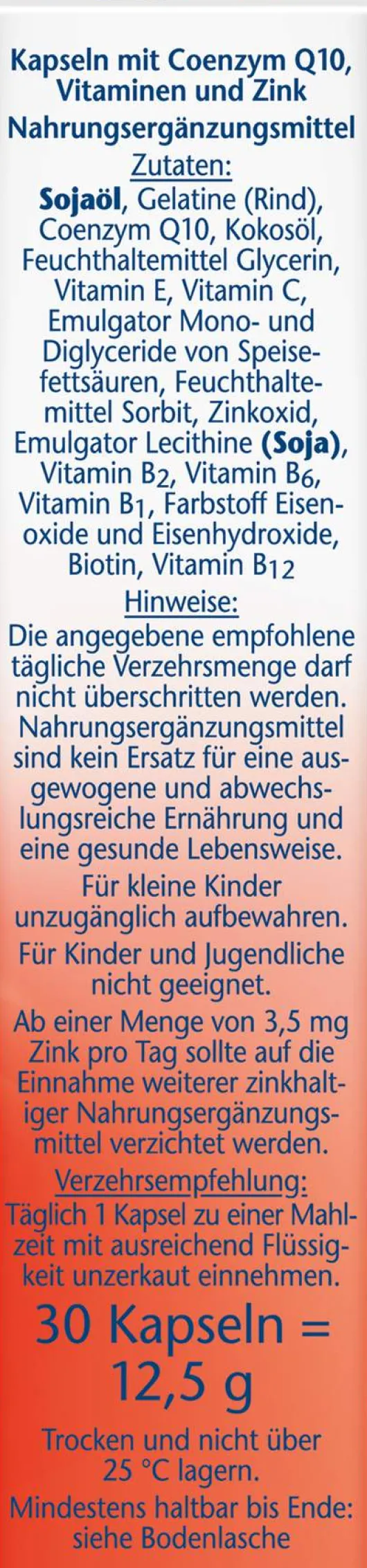 Doppelherz Aktiv Coenzym Q10 + B - Vitamine 30 Kapseln