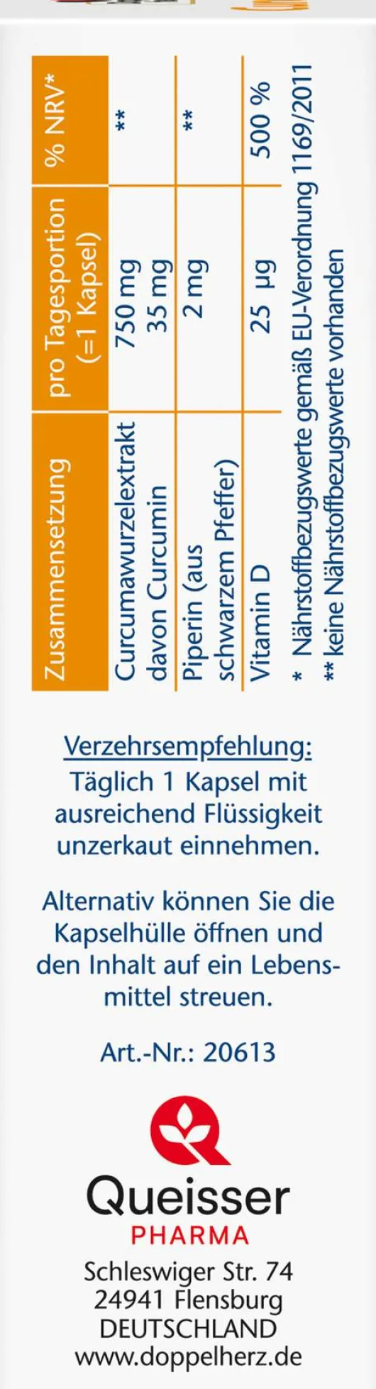 Doppelherz Aktiv Curcuma 750 30 Kapseln