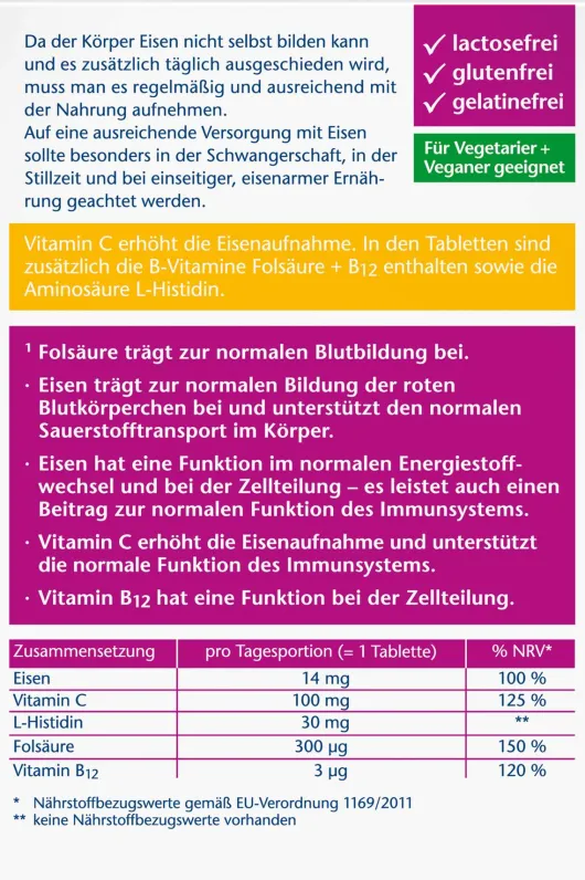 Doppelherz Aktiv Eisen + Vitaminc + L-Histidin 30 Tabletten