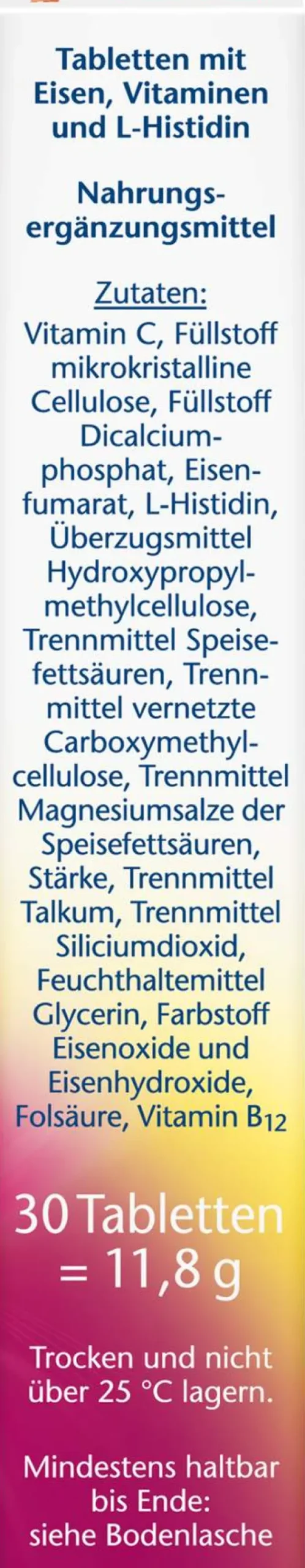 Doppelherz Aktiv Eisen + Vitaminc + L-Histidin 30 Tabletten
