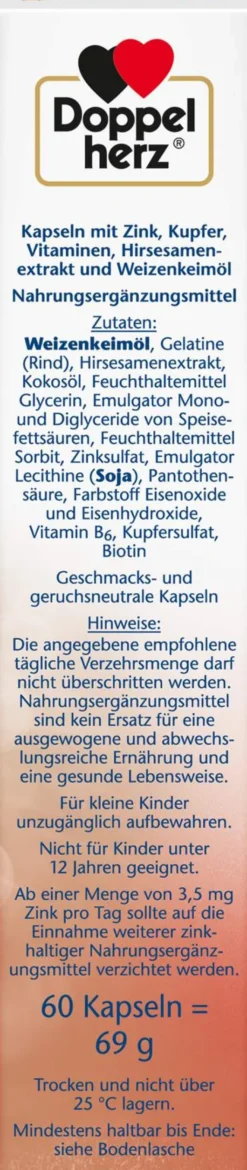 Doppelherz aktiv Haar Vital + Zink + Hirseextrakt 60 Kapseln