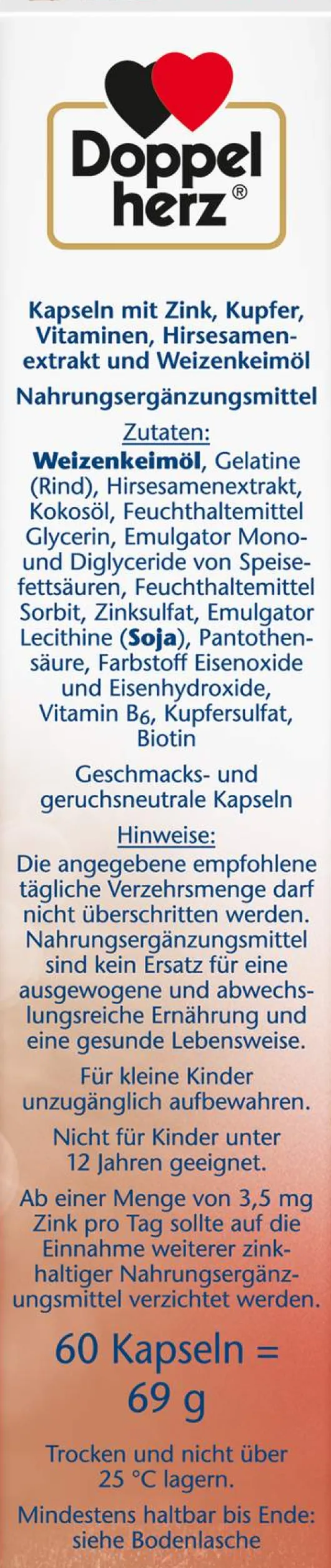Doppelherz aktiv Haar Vital + Zink + Hirseextrakt 60 Kapseln