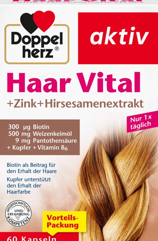 Doppelherz aktiv Haar Vital + Zink + Hirseextrakt 60 Kapseln
