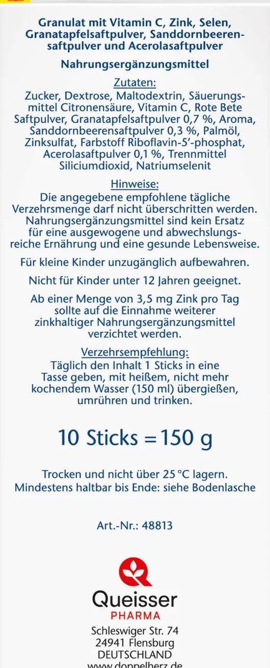 Doppelherz Aktiv Heißer Granatapfel+sanddorn+acerola 10 Beutel