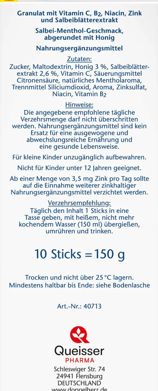 Doppelherz Aktiv Heisser Salbei + Honig + Menthol Granulat 10...