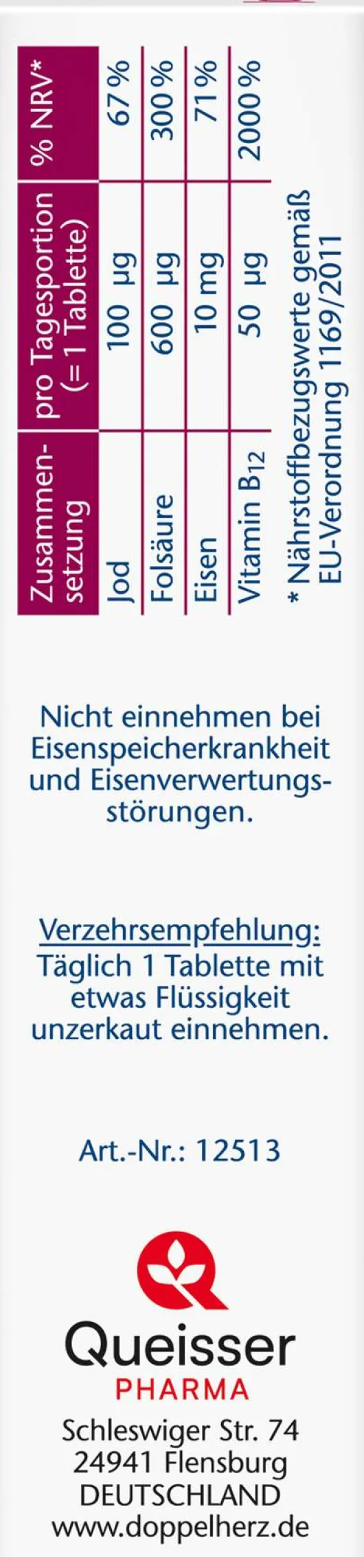 Doppelherz Aktiv Jod + Folsäure + Eisen + B12 45 Mini-Tabletten
