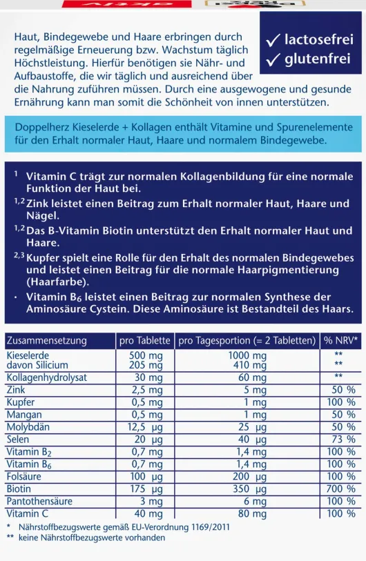 Doppelherz Aktiv Kieselerde + Kollagen 60 Tabletten