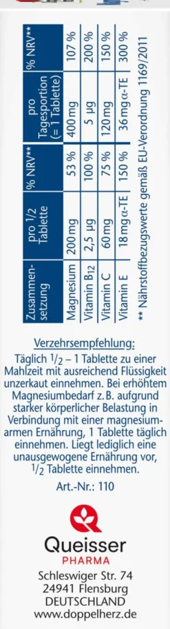 Doppelherz Aktiv Magnesium 400 + B12 + C + E 30 Tabletten