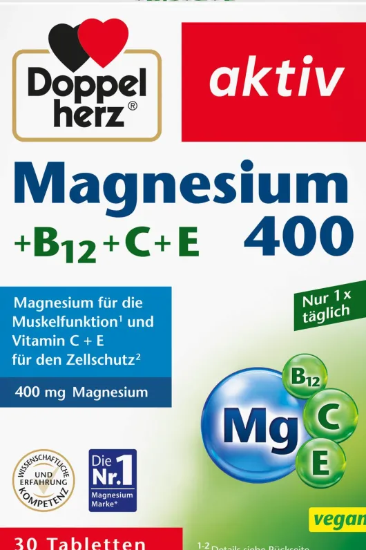 Doppelherz Aktiv Magnesium 400 + B12 + C + E 30 Tabletten