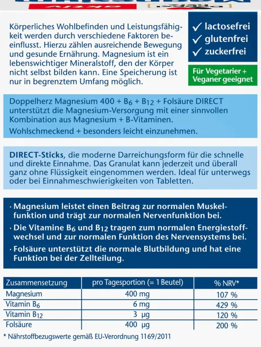 Doppelherz aktiv Magnesium+B Vitamine 40 Direct Pellets