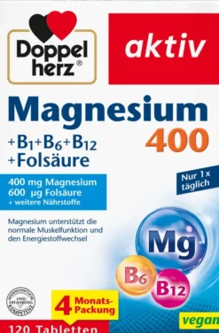 Doppelherz aktiv Magnesium 400 + B1 + B6 + B12 + Folsäure 120 Tabletten