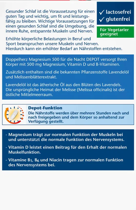 Doppelherz aktiv Magnesium 500 für die Nacht 100 Depot-Tabletten