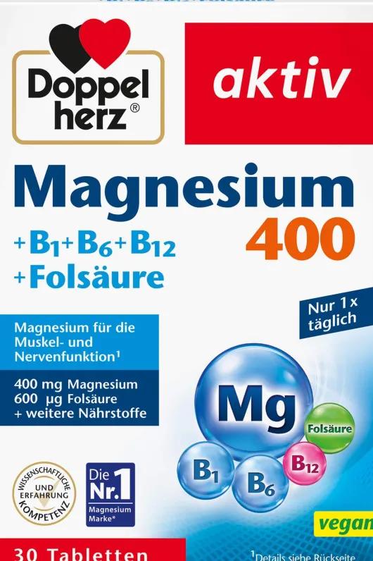 Doppelherz Aktiv Magnesium 400 mg + B1 + B6 + B12 + Folsäure 30...