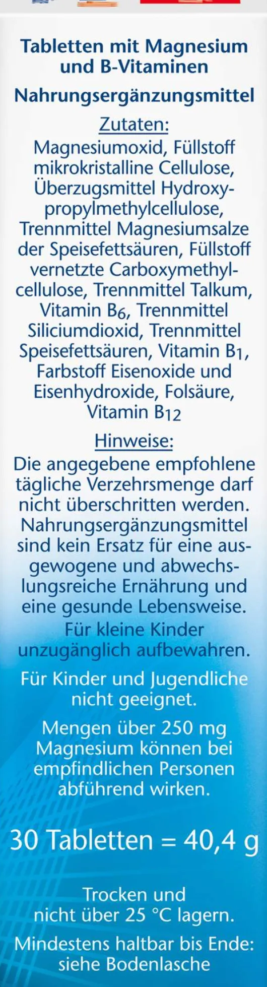 Doppelherz Aktiv Magnesium 400 mg + B1 + B6 + B12 + Folsäure 30...