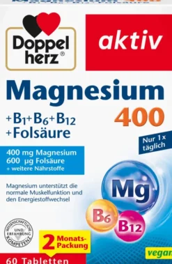 Doppelherz aktiv Magnesium 400 mg + B1 + B6 + B12 + Folsäure 60 Tabletten