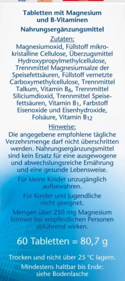 Doppelherz aktiv Magnesium 400 mg + B1 + B6 + B12 + Folsäure 60 Tabletten