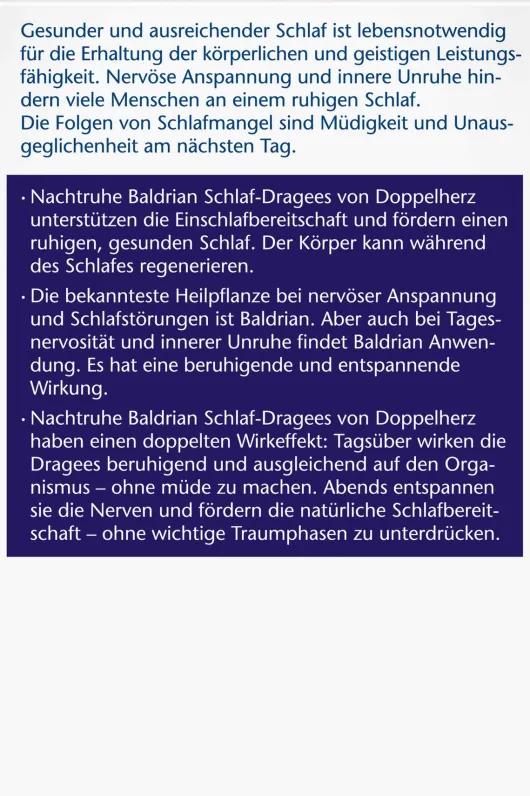Doppelherz Aktiv Nachtruhe Baldrian - Schlaf - Dragees N 30 Stück