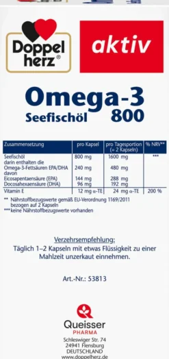 Doppelherz Aktiv Omega-3 Seefischöl 800 mg 120 Kapseln