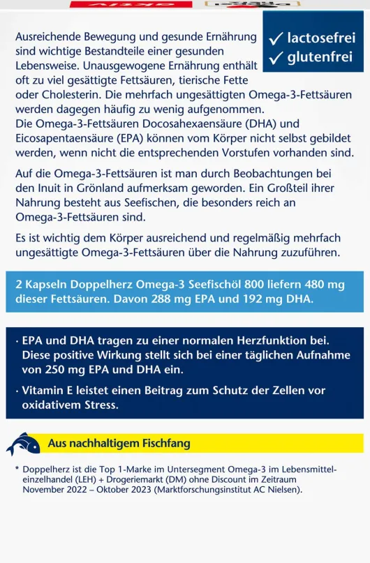 Doppelherz Aktiv Omega-3 Seefischöl 800 mg 120 Kapseln