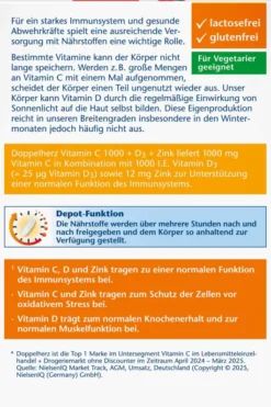 Doppelherz Aktiv Vitamin C 1000+d3+zink Depot Tabletten 30 Stück