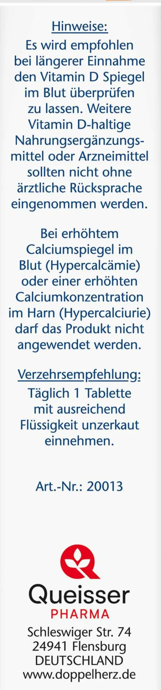Doppelherz Aktiv Vitamin D3 2000 I.E. 50 Mini-Tabletten