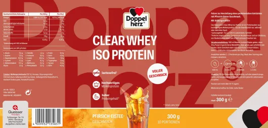 Doppelherz Clear Whey Iso Protein Pfirsich-Eistee 300 g Pulver