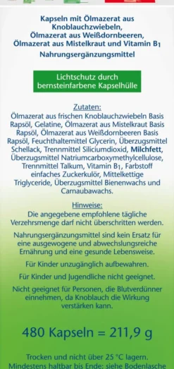 Doppelherz Knoblauch Mistel + Weißdorn + Vitamin B1 480 Kapseln