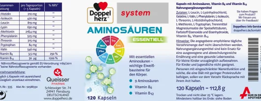 Doppelherz System Aminosäuren Essentiell 120 Kapseln