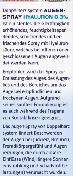 Doppelherz System Augenspray Hyaluron 0,3% 10 ml