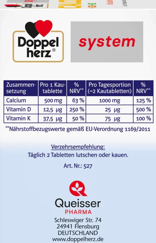 Doppelherz System Calcium 1000 + D3 + K2 60 Kautabletten