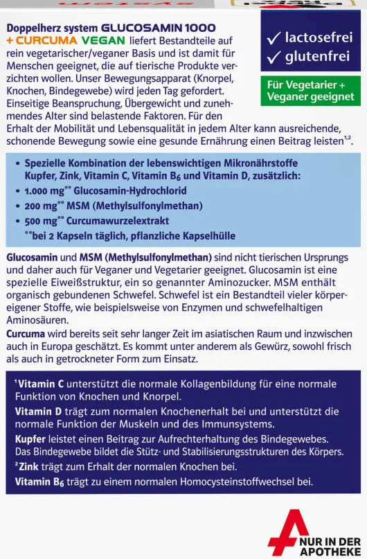 Doppelherz System Glucosamin 1000 + Curcuma Vegan 120 Kapseln