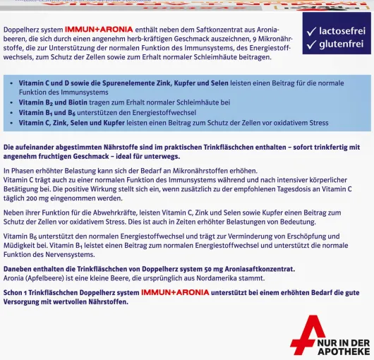 Doppelherz system Immun+aronia 30 Trinkampullen