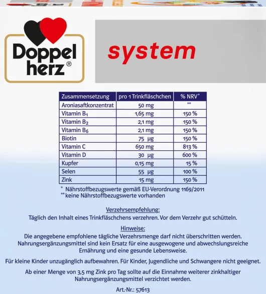 Doppelherz system Immun+aronia 30 Trinkampullen