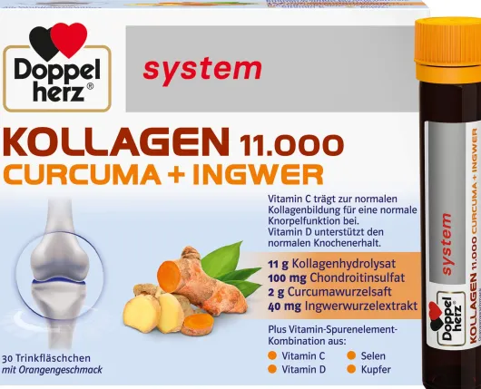 Doppelherz system Kollagen 11.000 Curcuma + Ingwer 30 x 25 ml Trinkampullen
