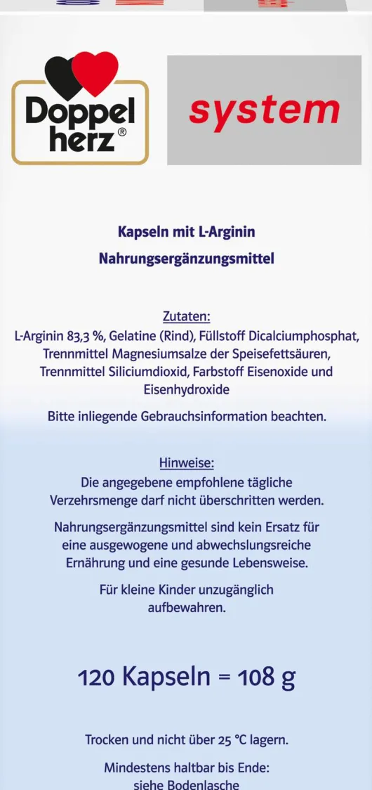 Doppelherz system L-Arginin Vital 3000 120 Kapseln