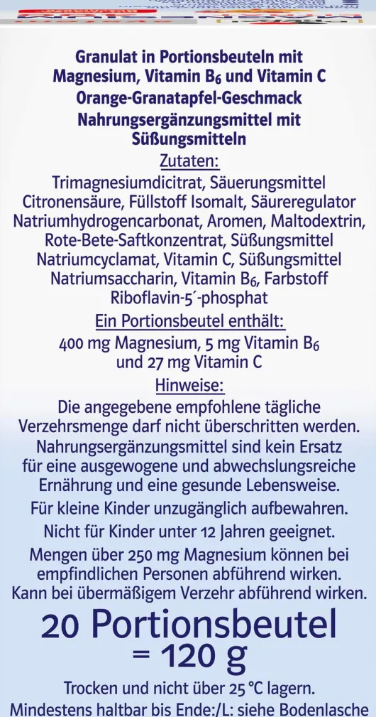 Doppelherz System Magnesium 400 Citrat Granulat 20 Beutel