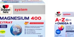 Doppelherz system Magnesium 400 Citrat Granulat 60 Beutel + gratis Doppelherz system Omega-3 Konzentrat 5 Kapseln