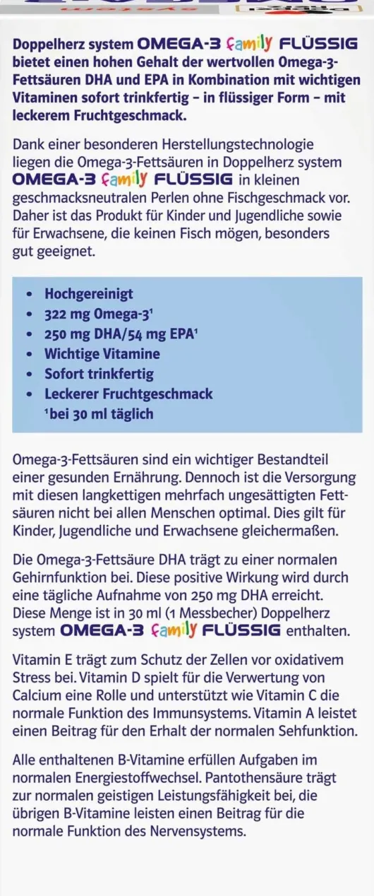 Doppelherz system Omega-3 family flüssig 250 ml Flüssigkeit