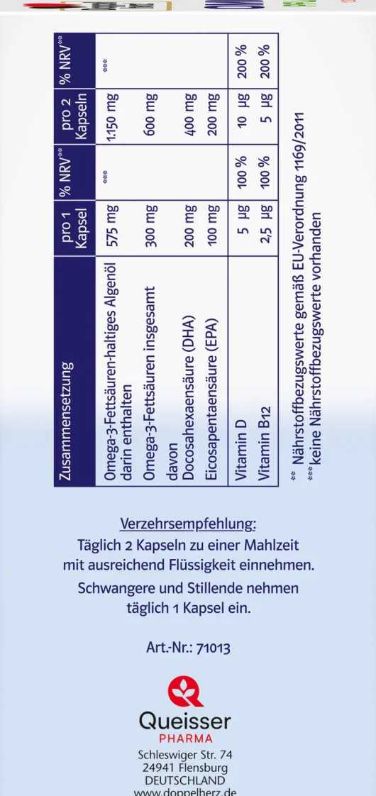 Doppelherz system Omega-3 Pflanzlich 120 Kapseln