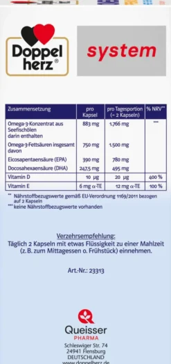 Doppelherz system Omega-3 Premium 1500 120 Kapseln