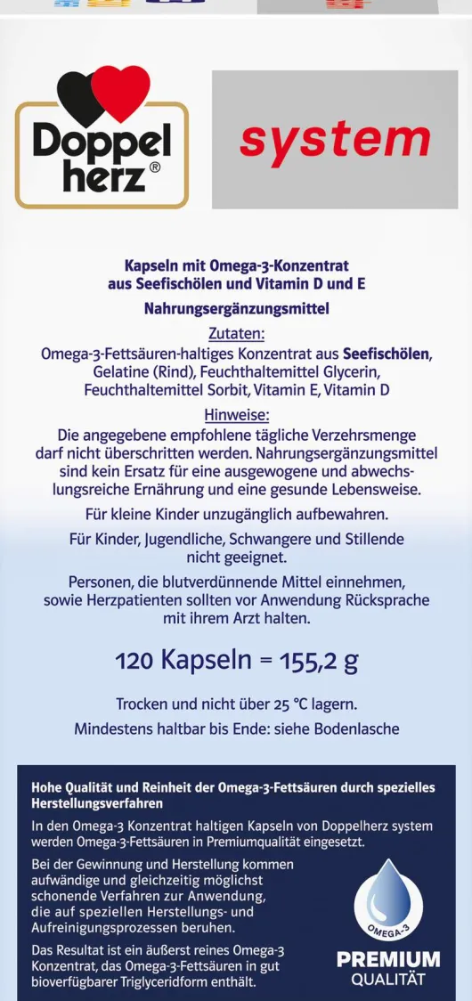 Doppelherz system Omega-3 Premium 1500 120 Kapseln