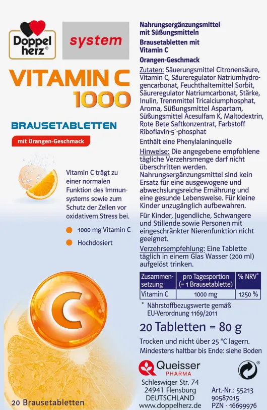 Doppelherz System Vitamin C 1000 40 Brausetabletten