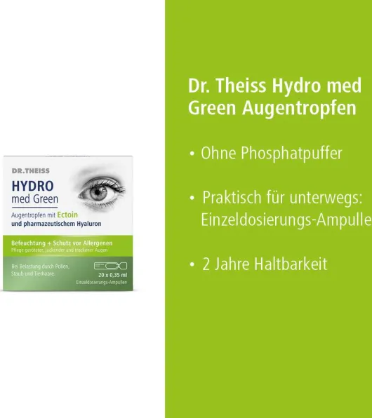 Dr.Theiss Hydro med Green Augentropfen 20 x 0,35 ml Einzeldosispipetten