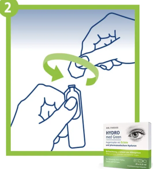 Dr.Theiss Hydro med Green Augentropfen 20 x 0,35 ml Einzeldosispipetten