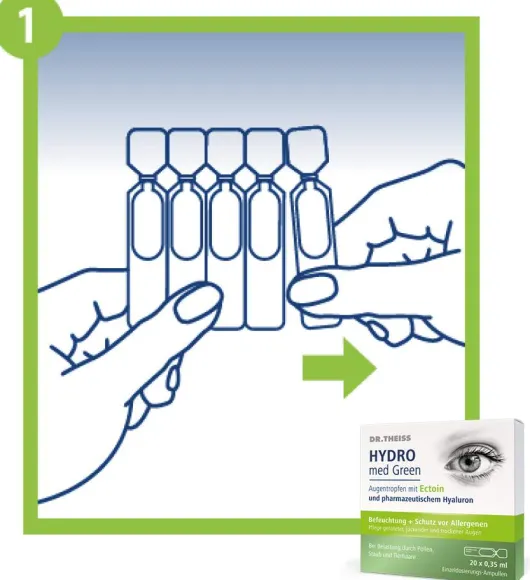 Dr.Theiss Hydro med Green Augentropfen 20 x 0,35 ml Einzeldosispipetten