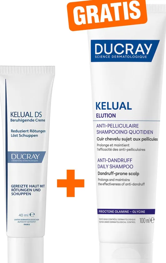 Ducray Kelual DS Creme beruhigende Anti-Schuppen Creme 40 ml + gratis Elution ausgleichs Shampoo 100 ml