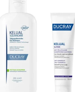 Ducray Kelual Squanorm fettige Schuppen 200 ml Shampoo + gratis Ducray Elution ausgl. Shampoo 100 ml